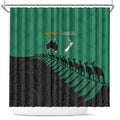 Australia New Zealand Rugby Shower Curtain Green Aboriginal Wallabies and Maori Black Fern - Aussie Hoodie