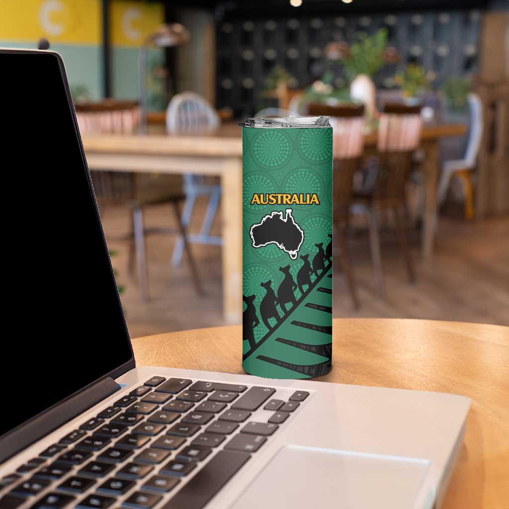 Australia New Zealand Rugby Skinny Tumbler Green Aboriginal Wallabies and Maori Black Fern - Aussie Hoodie