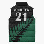 Australia New Zealand Rugby Sleeveless Puffer Jacket Green Aboriginal Wallabies and Maori Black Fern - Aussie Hoodie