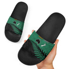 Australia New Zealand Rugby Slide Sandals Green Aboriginal Wallabies and Maori Black Fern - Aussie Hoodie
