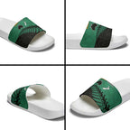 Australia New Zealand Rugby Slide Sandals Green Aboriginal Wallabies and Maori Black Fern - Aussie Hoodie