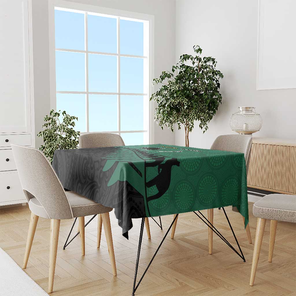 Australia New Zealand Rugby Tablecloth Green Aboriginal Wallabies and Maori Black Fern - Aussie Hoodie