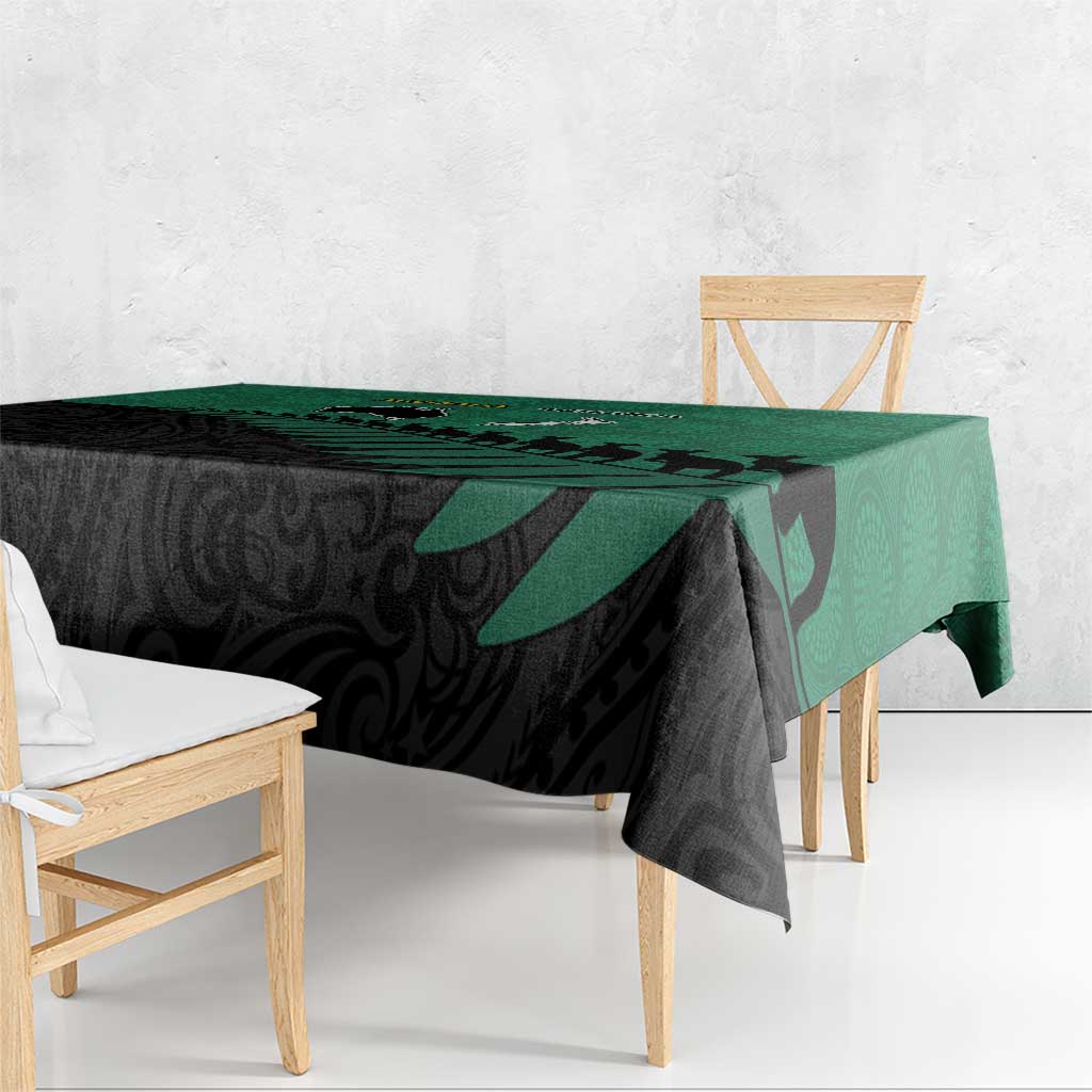 Australia New Zealand Rugby Tablecloth Green Aboriginal Wallabies and Maori Black Fern - Aussie Hoodie