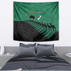 Australia New Zealand Rugby Tapestry Green Aboriginal Wallabies and Maori Black Fern - Aussie Hoodie