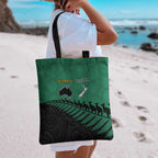 Australia New Zealand Rugby Tote Bag Green Aboriginal Wallabies and Maori Black Fern - Aussie Hoodie