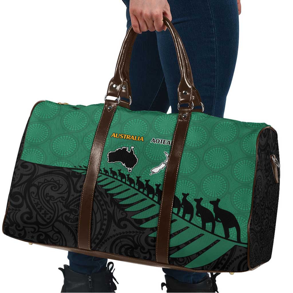 Australia New Zealand Rugby Travel Bag Green Aboriginal Wallabies and Maori Black Fern - Aussie Hoodie
