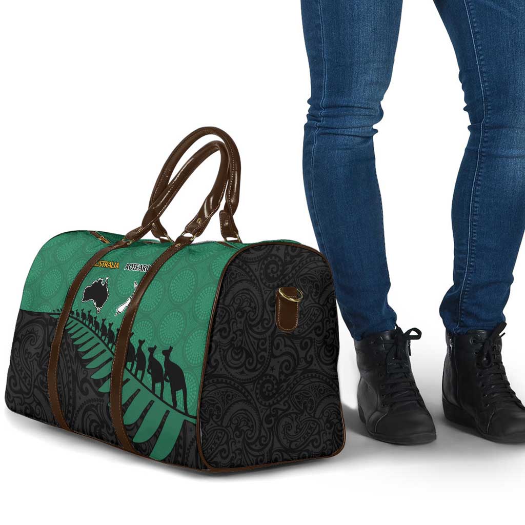 Australia New Zealand Rugby Travel Bag Green Aboriginal Wallabies and Maori Black Fern - Aussie Hoodie