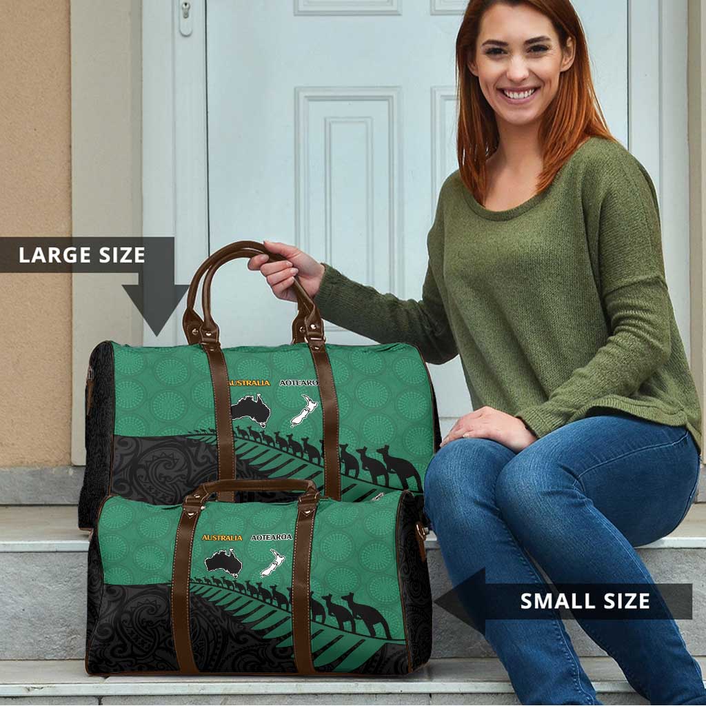 Australia New Zealand Rugby Travel Bag Green Aboriginal Wallabies and Maori Black Fern - Aussie Hoodie