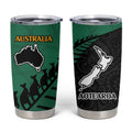 Australia New Zealand Rugby Tumbler Cup Green Aboriginal Wallabies and Maori Black Fern - Aussie Hoodie