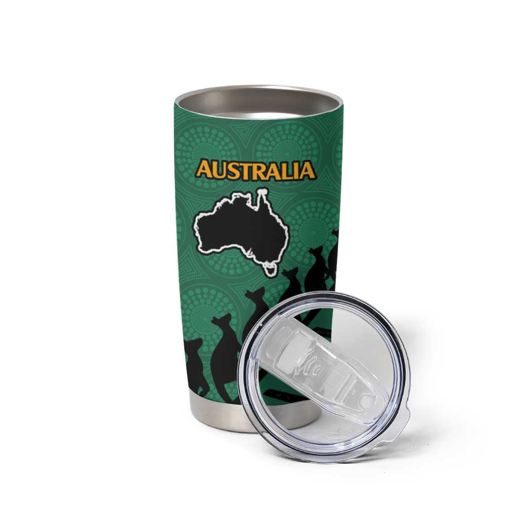 Australia New Zealand Rugby Tumbler Cup Green Aboriginal Wallabies and Maori Black Fern - Aussie Hoodie