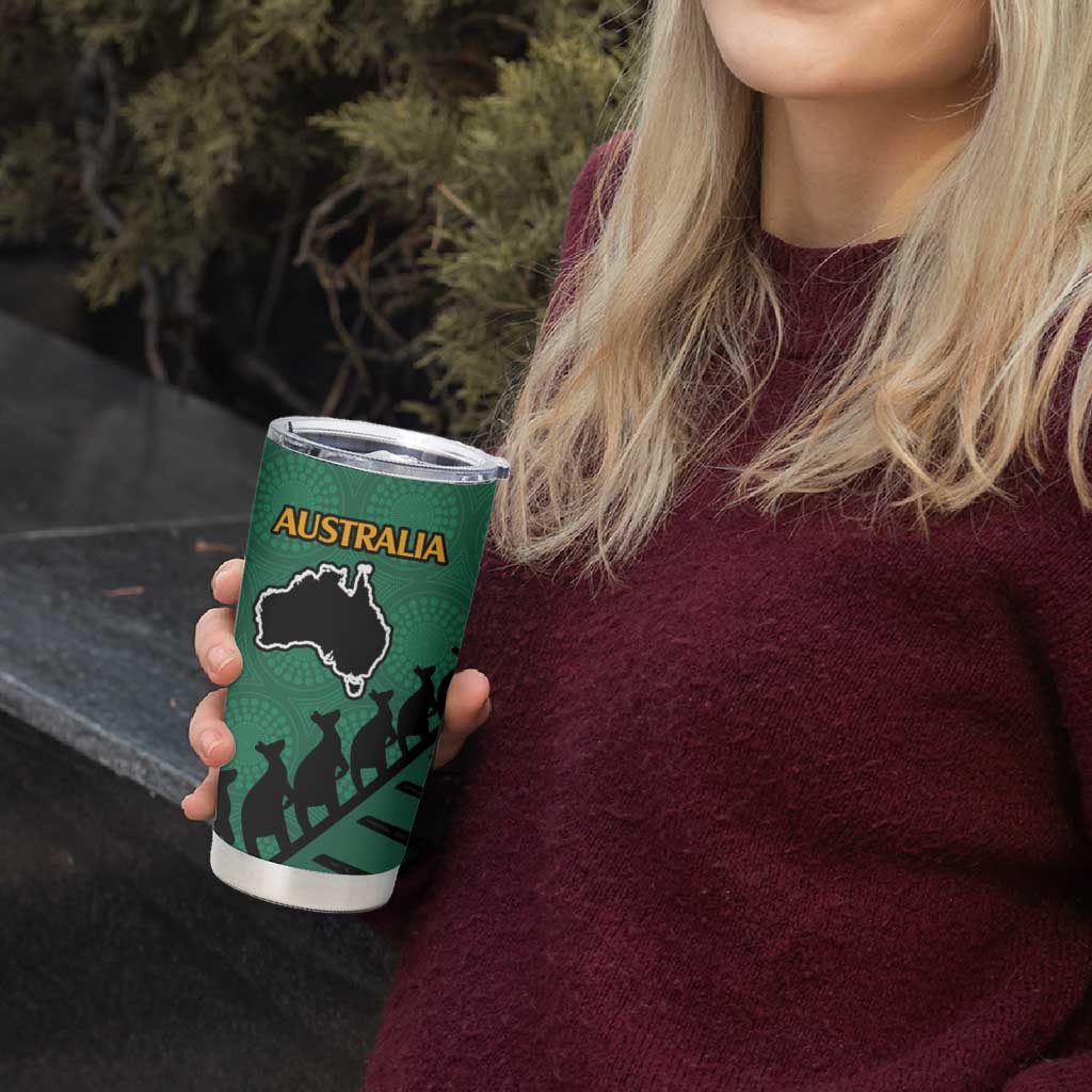 Australia New Zealand Rugby Tumbler Cup Green Aboriginal Wallabies and Maori Black Fern - Aussie Hoodie