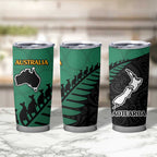 Australia New Zealand Rugby Tumbler Cup Green Aboriginal Wallabies and Maori Black Fern - Aussie Hoodie