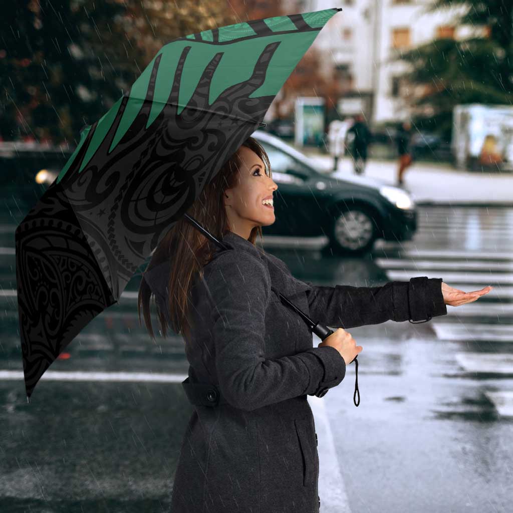 Australia New Zealand Rugby Umbrella Green Aboriginal Wallabies and Maori Black Fern - Aussie Hoodie