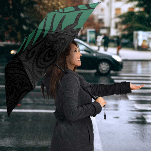 Australia New Zealand Rugby Umbrella Green Aboriginal Wallabies and Maori Black Fern - Aussie Hoodie
