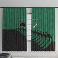 Australia New Zealand Rugby Window Curtain Green Aboriginal Wallabies and Maori Black Fern - Aussie Hoodie