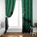 Australia New Zealand Rugby Window Curtain Green Aboriginal Wallabies and Maori Black Fern - Aussie Hoodie