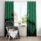 Australia New Zealand Rugby Window Curtain Green Aboriginal Wallabies and Maori Black Fern - Aussie Hoodie