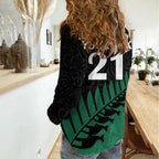 Custom Australia Wallabies and Aotearoa Rugby Women Casual Shirt Kangaroo Black Fern Maori Green Vibe LT9