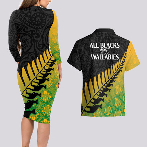 australia-wallabies-and-aotearoa-rugby-couples-matching-long-sleeve-bodycon-dress-and-hawaiian-shirt-kangaroo-black-fern-maori-gradient-vibe
