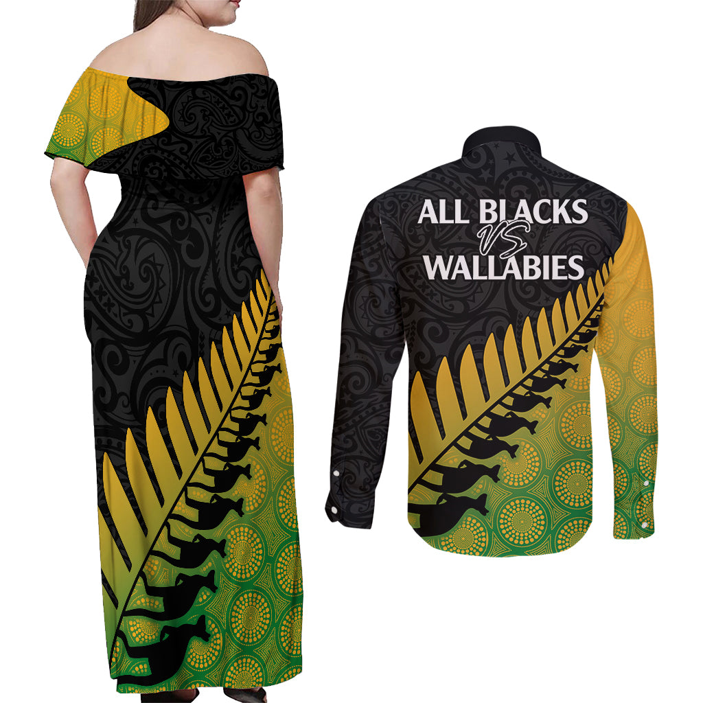australia-wallabies-and-aotearoa-rugby-couples-matching-off-shoulder-maxi-dress-and-long-sleeve-button-shirts-kangaroo-black-fern-maori-gradient-vibe