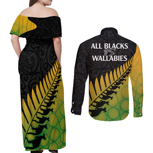 australia-wallabies-and-aotearoa-rugby-couples-matching-off-shoulder-maxi-dress-and-long-sleeve-button-shirts-kangaroo-black-fern-maori-gradient-vibe