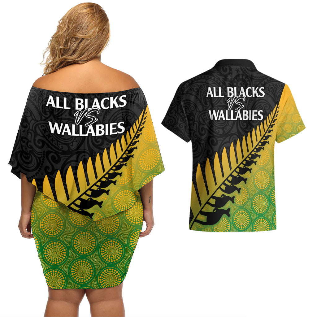 australia-wallabies-and-aotearoa-rugby-couples-matching-off-shoulder-short-dress-and-hawaiian-shirt-kangaroo-black-fern-maori-gradient-vibe