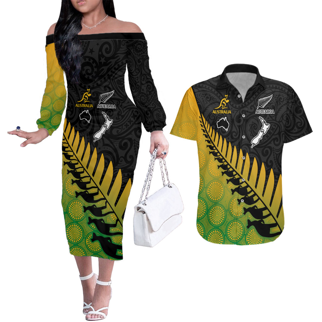 australia-wallabies-and-aotearoa-rugby-couples-matching-off-the-shoulder-long-sleeve-dress-and-hawaiian-shirt-kangaroo-black-fern-maori-gradient-vibe
