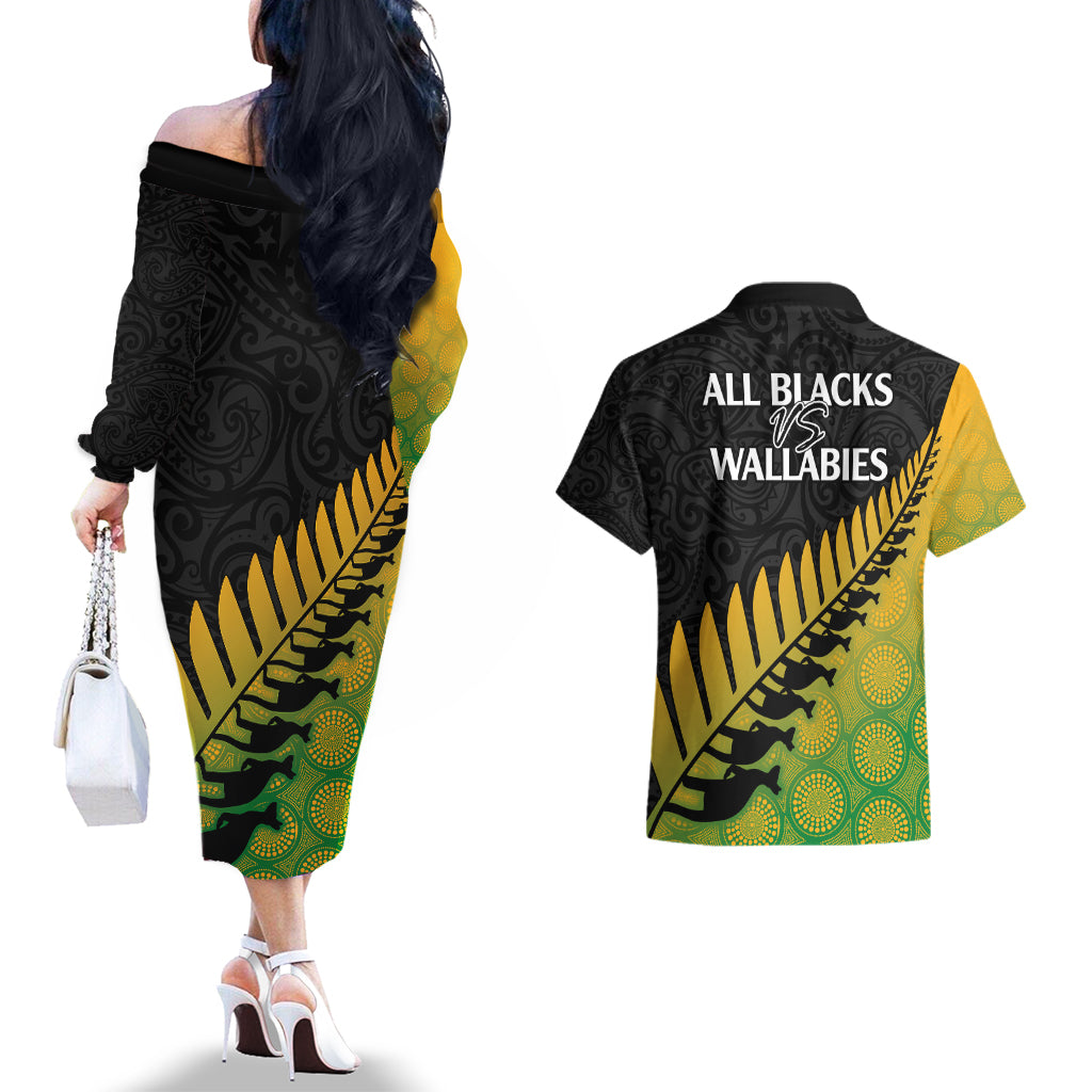 australia-wallabies-and-aotearoa-rugby-couples-matching-off-the-shoulder-long-sleeve-dress-and-hawaiian-shirt-kangaroo-black-fern-maori-gradient-vibe