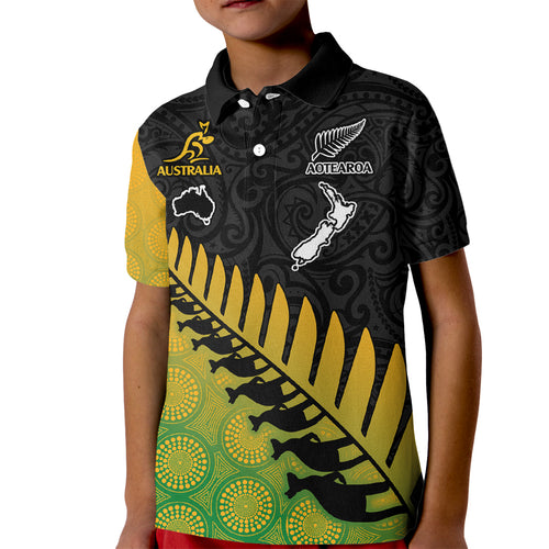 australia-wallabies-and-aotearoa-rugby-kid-polo-shirt-kangaroo-black-fern-maori-gradient-vibe