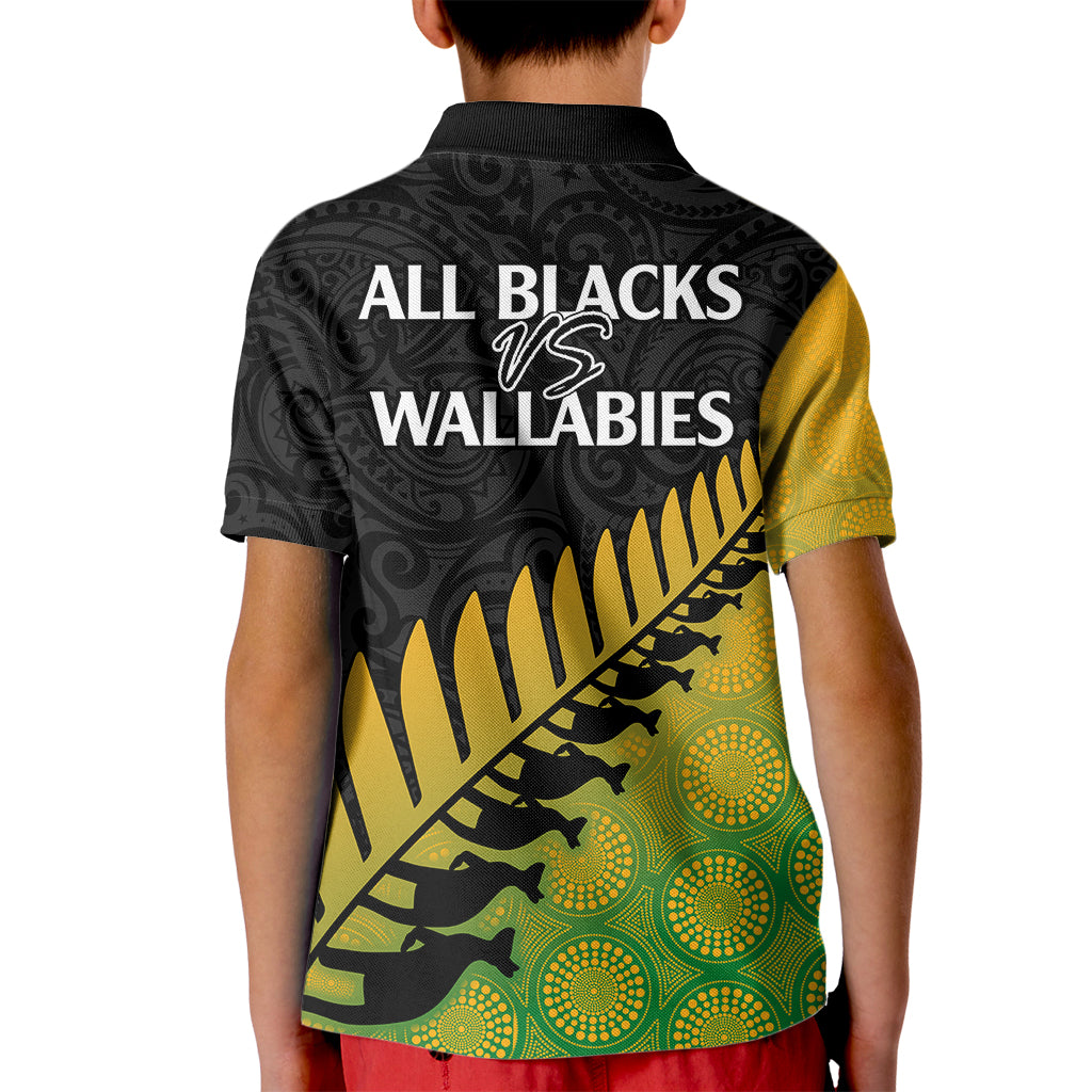 australia-wallabies-and-aotearoa-rugby-kid-polo-shirt-kangaroo-black-fern-maori-gradient-vibe