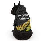 Australia Wallabies and Aotearoa Rugby Pet Hoodie Kangaroo Black Fern Maori Gradient Vibe