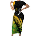 australia-wallabies-and-aotearoa-rugby-short-sleeve-bodycon-dress-kangaroo-black-fern-maori-gradient-vibe
