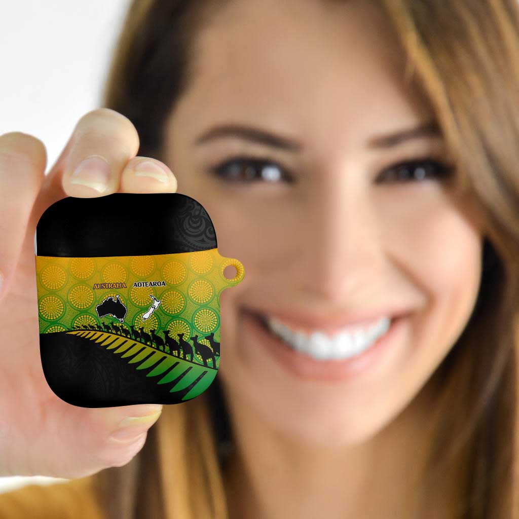 Australia New Zealand Rugby AirPods Case Gradient Aboriginal Wallabies and Maori Black Fern - Aussie Hoodie