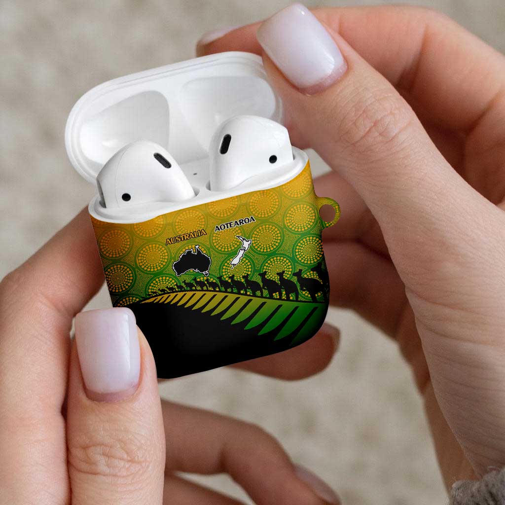 Australia New Zealand Rugby AirPods Case Gradient Aboriginal Wallabies and Maori Black Fern - Aussie Hoodie