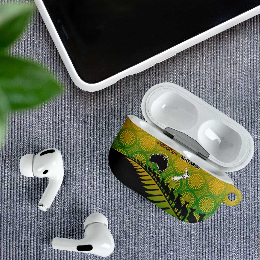 Australia New Zealand Rugby AirPods Case Gradient Aboriginal Wallabies and Maori Black Fern - Aussie Hoodie