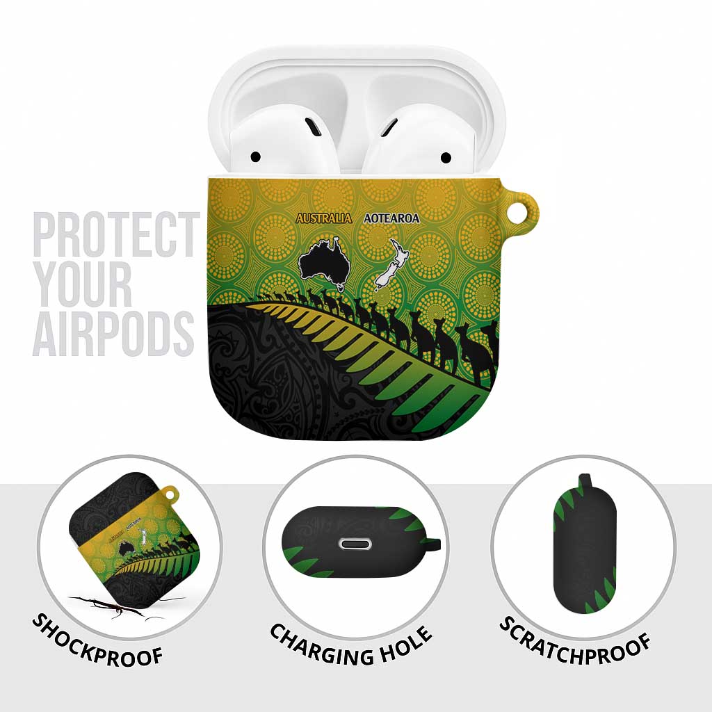 Australia New Zealand Rugby AirPods Case Gradient Aboriginal Wallabies and Maori Black Fern - Aussie Hoodie