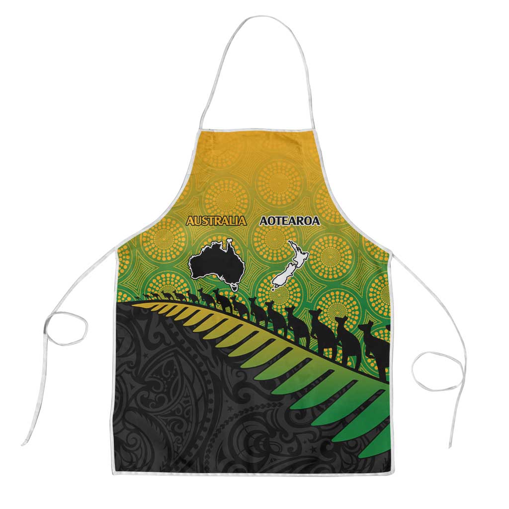 Australia New Zealand Rugby Apron Gradient Aboriginal Wallabies and Maori Black Fern - Aussie Hoodie