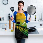 Australia New Zealand Rugby Apron Gradient Aboriginal Wallabies and Maori Black Fern - Aussie Hoodie