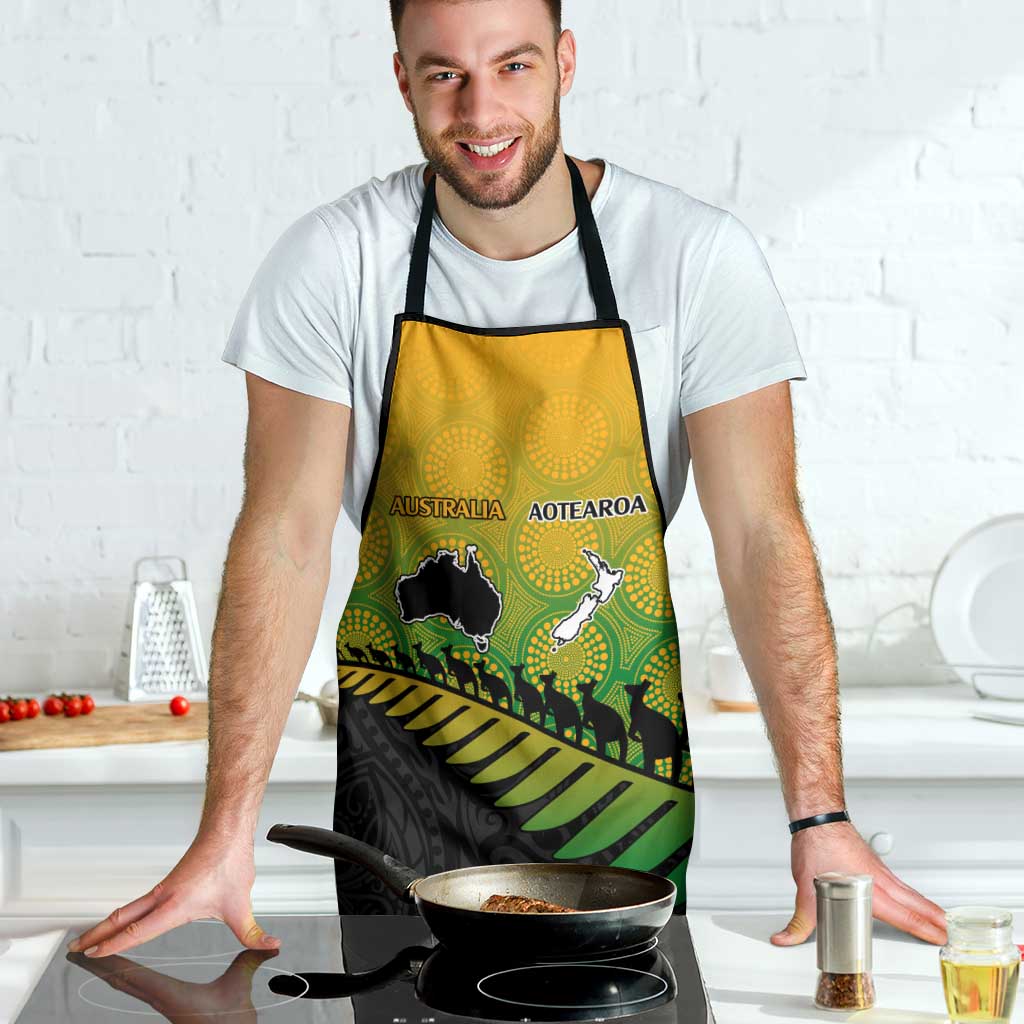 Australia New Zealand Rugby Apron Gradient Aboriginal Wallabies and Maori Black Fern - Aussie Hoodie