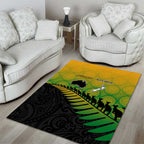 Australia New Zealand Rugby Area Rug Gradient Aboriginal Wallabies and Maori Black Fern - Aussie Hoodie