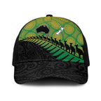 Australia New Zealand Rugby Baseball Net Cap Gradient Aboriginal Wallabies and Maori Black Fern - Aussie Hoodie