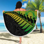 Australia New Zealand Rugby Beach Blanket Gradient Aboriginal Wallabies and Maori Black Fern - Aussie Hoodie