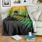 Australia New Zealand Rugby Blanket Gradient Aboriginal Wallabies and Maori Black Fern - Aussie Hoodie
