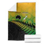 Australia New Zealand Rugby Blanket Gradient Aboriginal Wallabies and Maori Black Fern - Aussie Hoodie