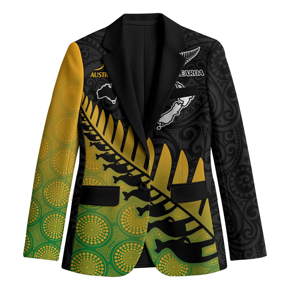 Australia New Zealand Rugby Blazer Gradient Aboriginal Wallabies and Maori Black Fern - Aussie Hoodie
