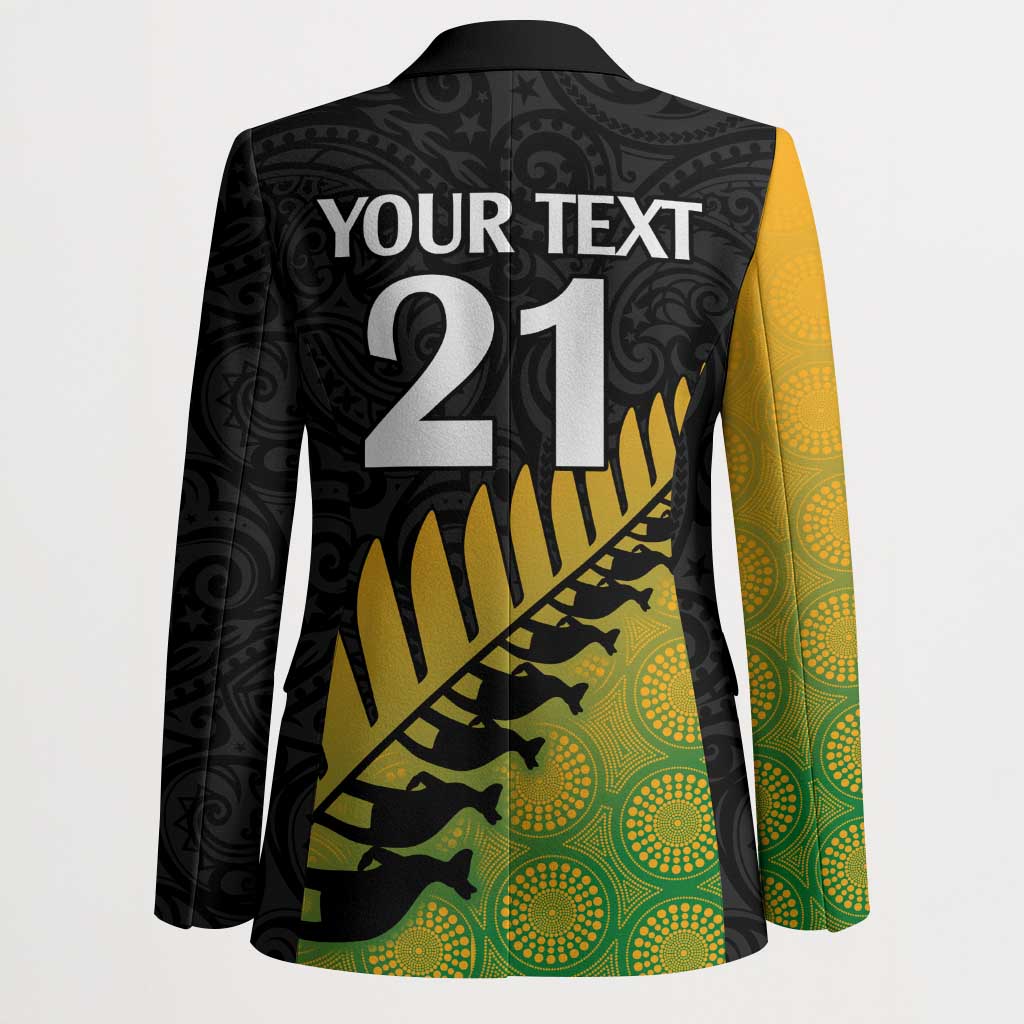 Australia New Zealand Rugby Blazer Gradient Aboriginal Wallabies and Maori Black Fern - Aussie Hoodie
