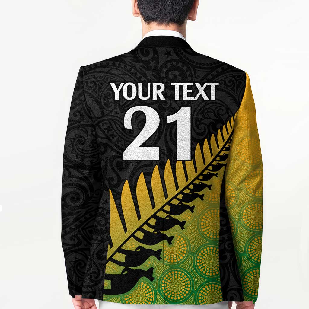 Australia New Zealand Rugby Blazer Gradient Aboriginal Wallabies and Maori Black Fern - Aussie Hoodie