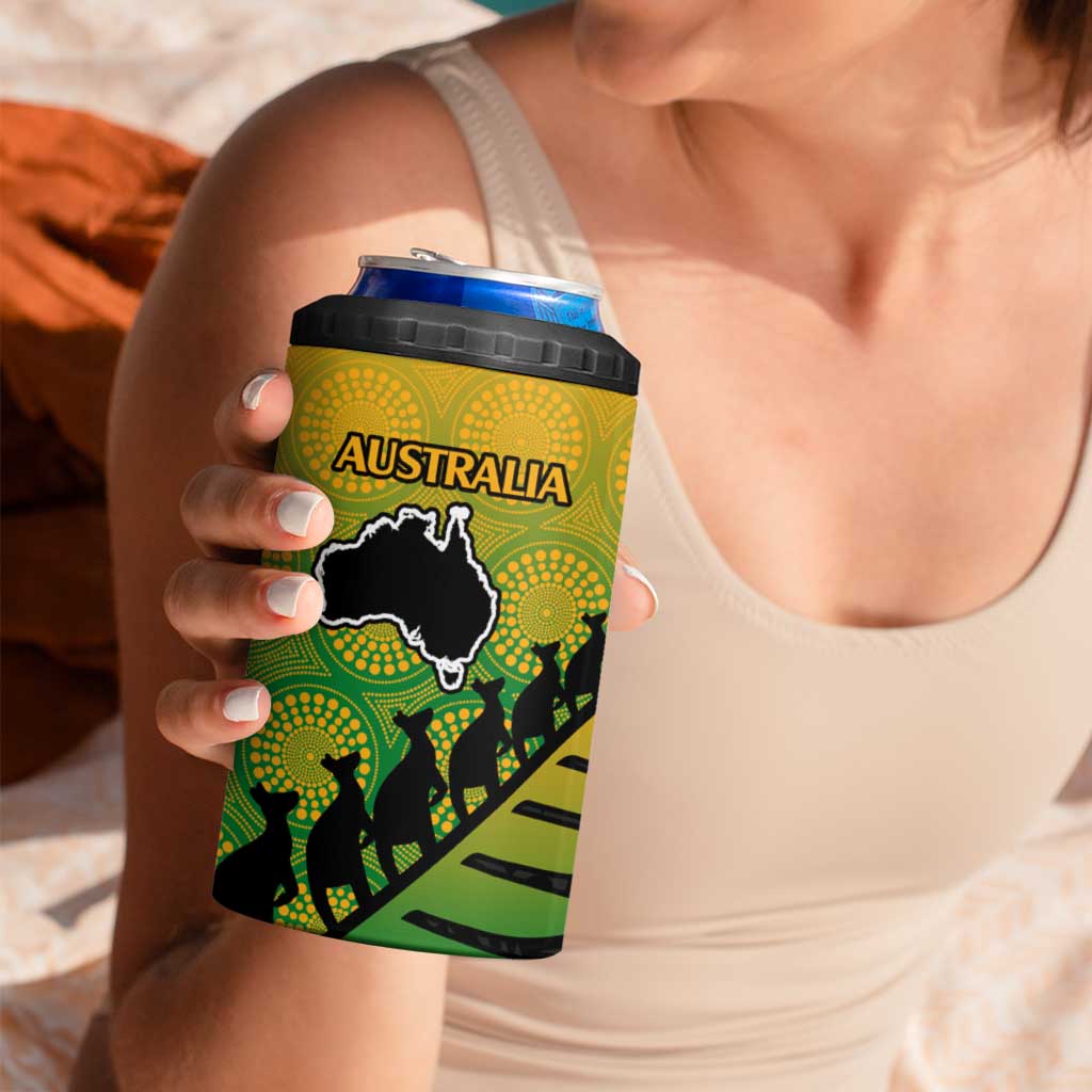 Australia New Zealand Rugby 4 in 1 Can Cooler Tumbler Gradient Aboriginal Wallabies and Maori Black Fern - Aussie Hoodie