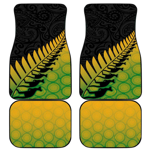 Australia New Zealand Rugby Car Mats Gradient Aboriginal Wallabies and Maori Black Fern - Aussie Hoodie