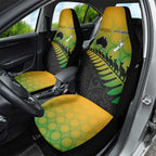 Australia New Zealand Rugby Car Seat Cover Gradient Aboriginal Wallabies and Maori Black Fern - Aussie Hoodie